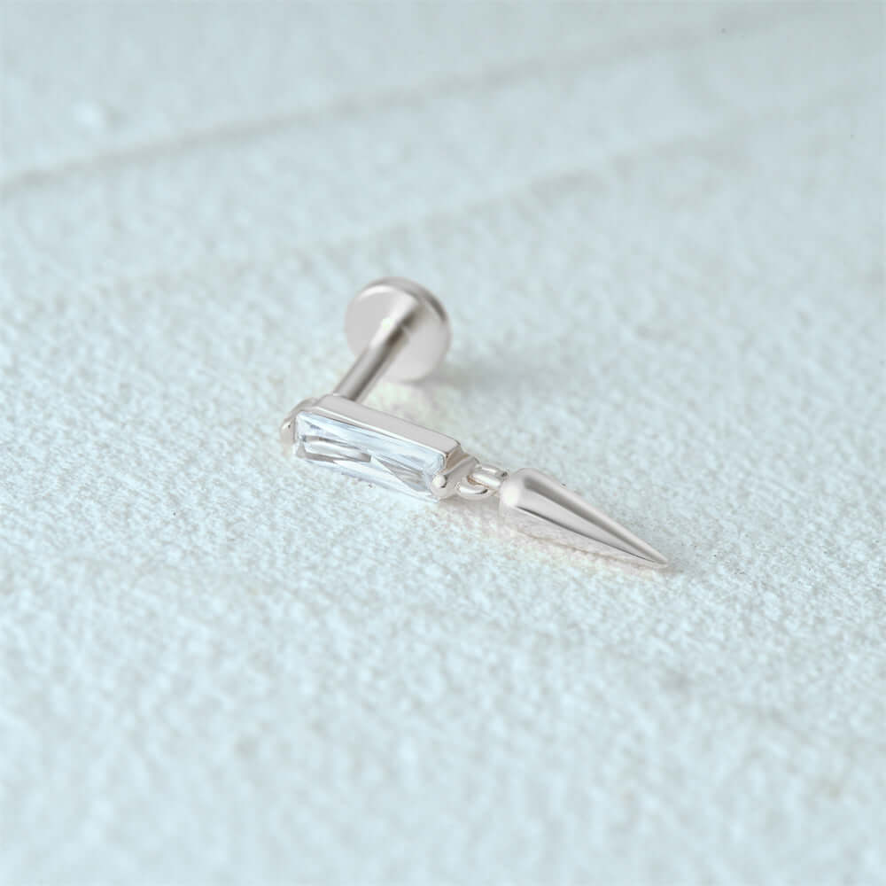 925 Sterling Silver Rivet Cone Dangle Flat Back Earrings