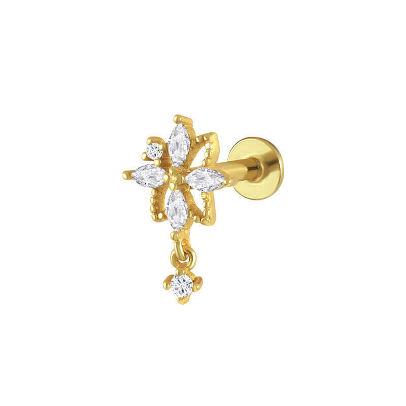 Flower and Diamond Flat Back Earrings