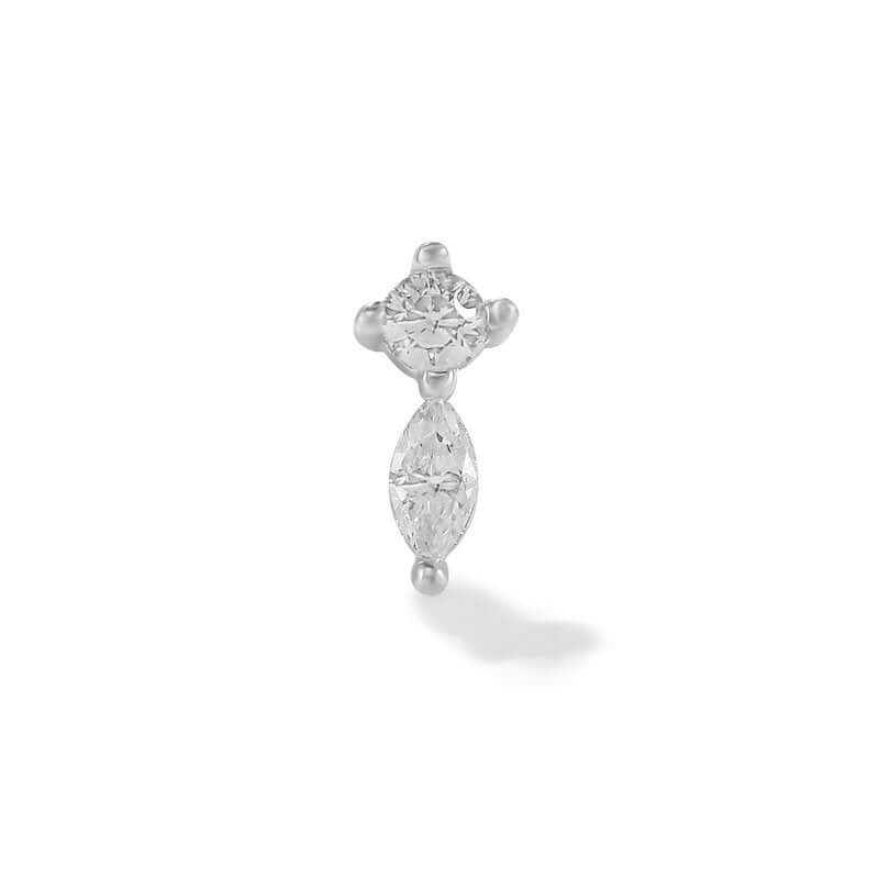 Cubic Zirconia Diamond Silver Flat Back Earring