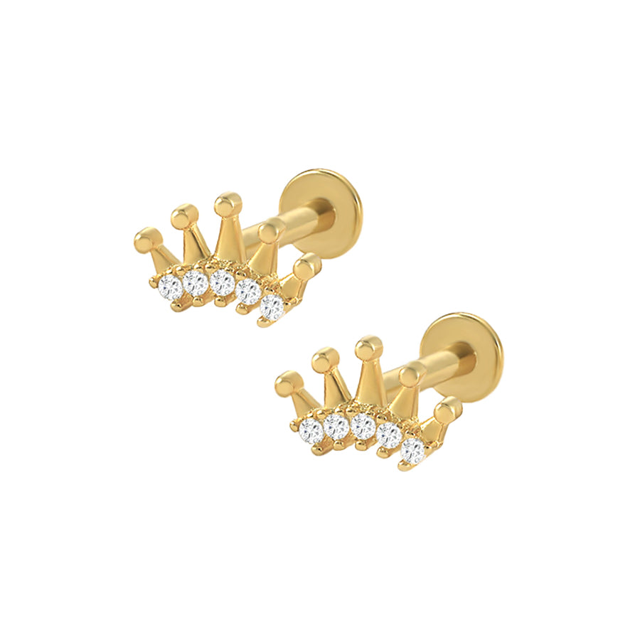 Trendolla CZ Crown Screw Flat Back Earrings