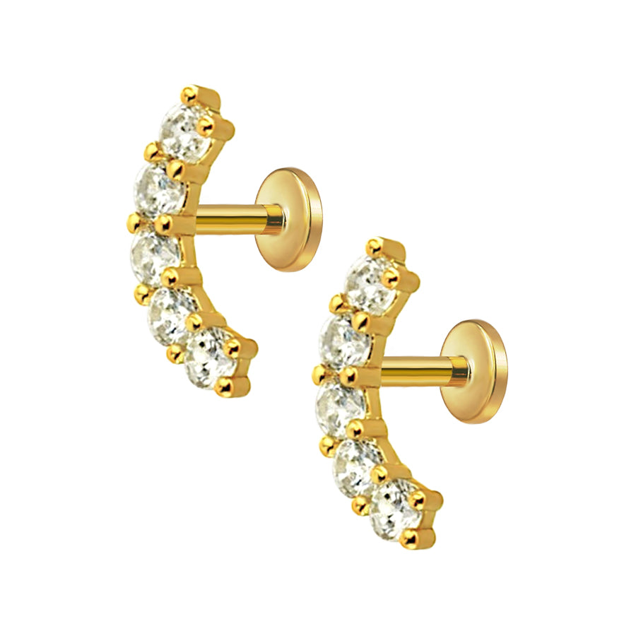 Trendolla CZ Curve Flat Back Cartilage Earrings