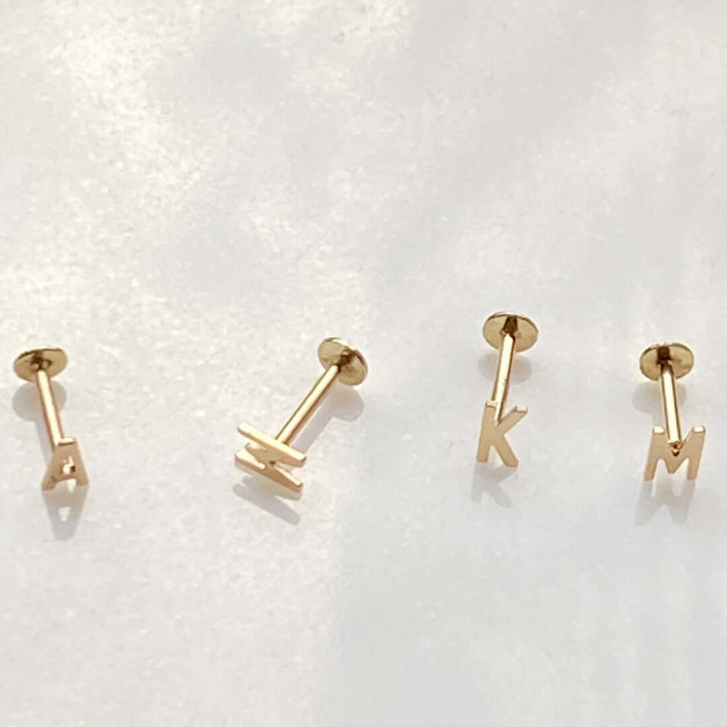 Mini Initial Earring For Women Flat Back Earrings