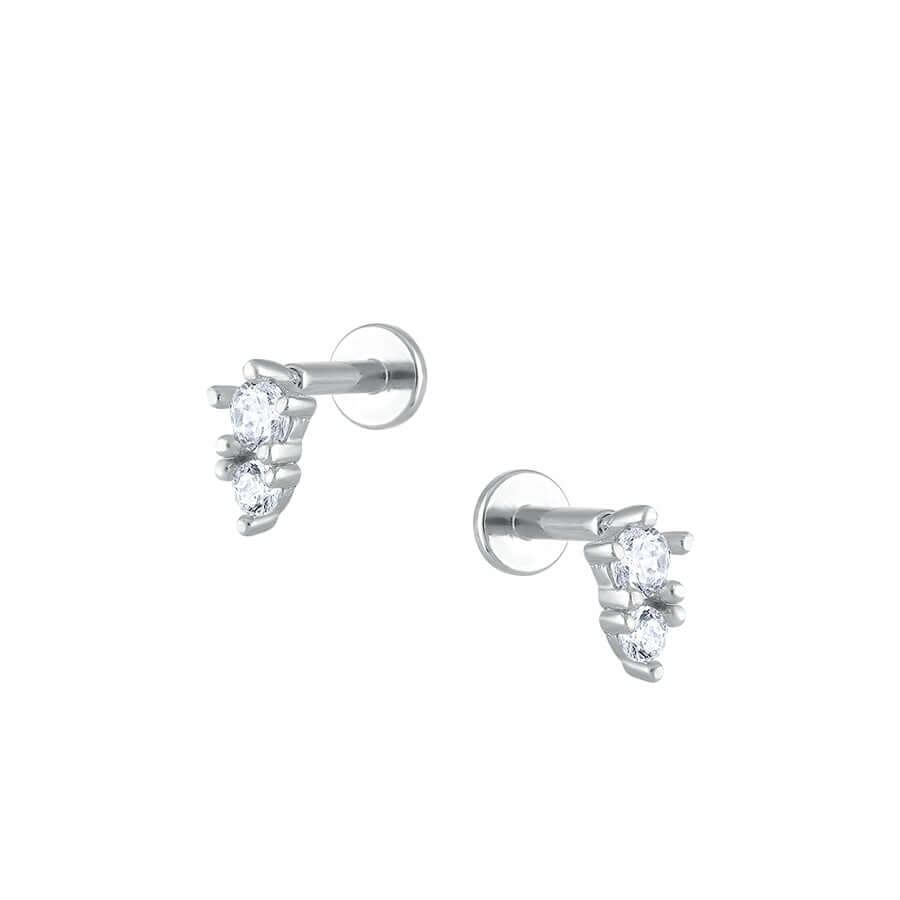 Trendolla Double Zircon Sleeper Earrings