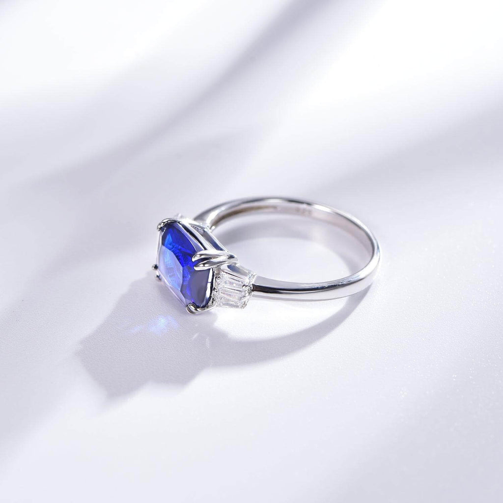 Blue Sapphire Cushion Cut Engagement Ring - Trendolla Jewelry