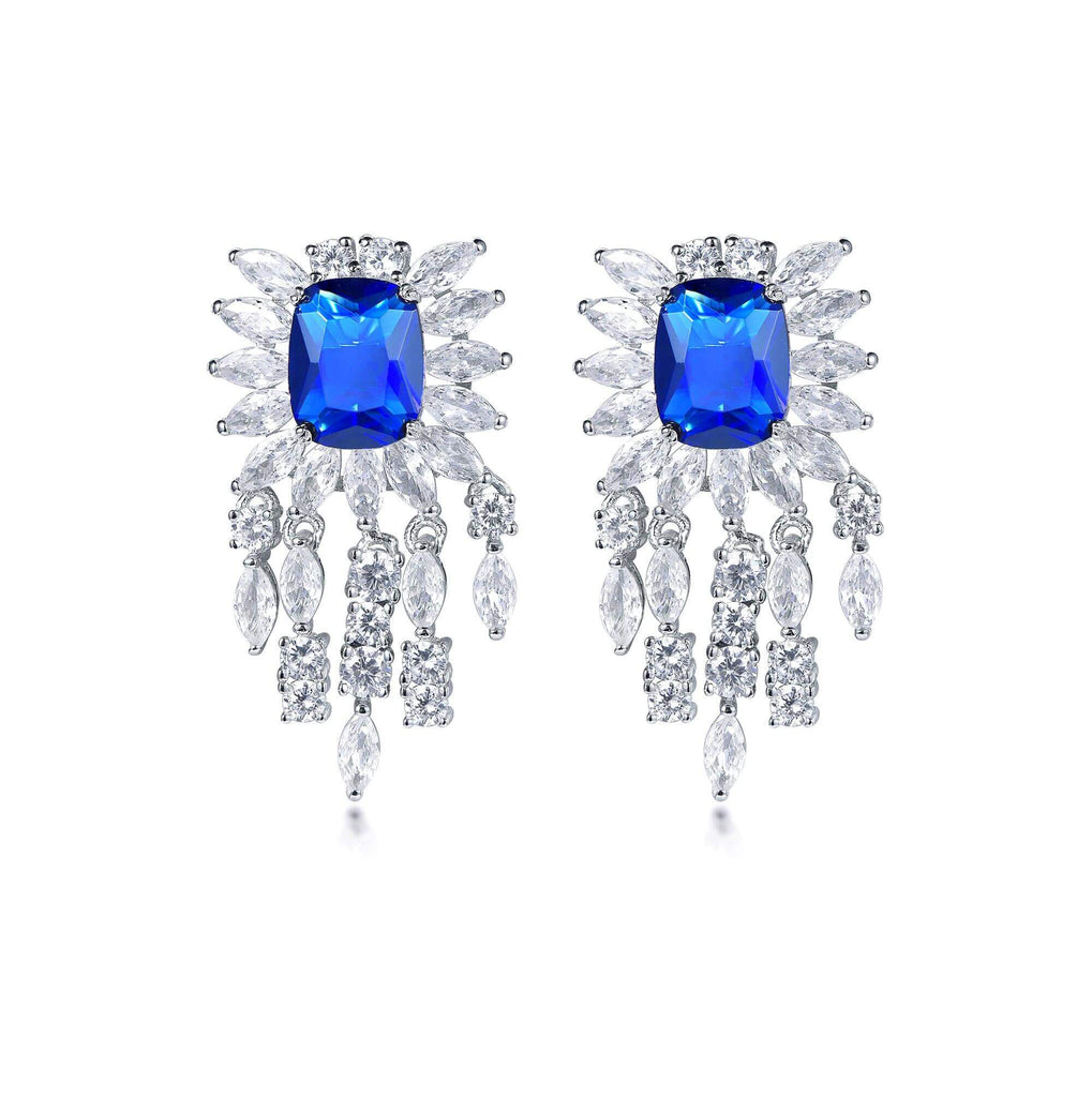 Classic Blue Sapphire Drop Earrings - Trendolla Jewelry