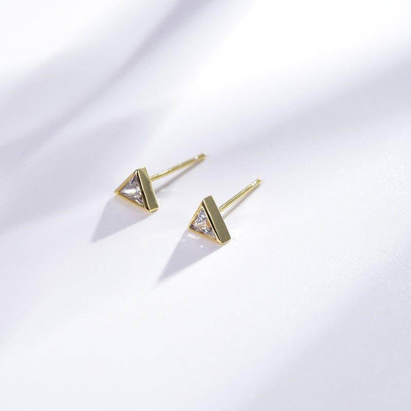 Simulated Diamond Stud Earrings In Yellow Gold Plated Sterling Silver - Trendolla Jewelry