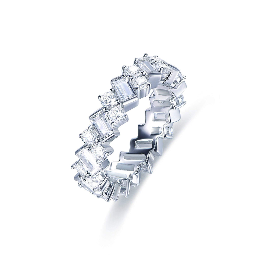 Cubic Zirconia Diamond Emerald Cut Wedding Band Ring - Trendolla Jewelry