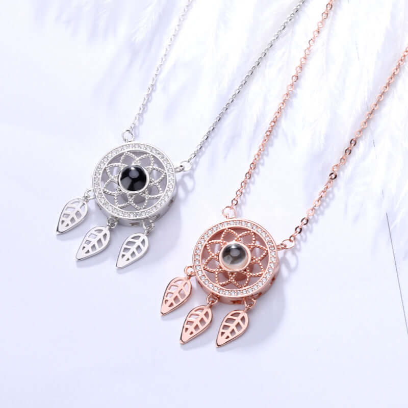 Dream Catcher CZ Diamonds Necklace With Picture Inside Dream Catcher CZ Diamonds Necklace With Picture Inside Trendolla Jewelry