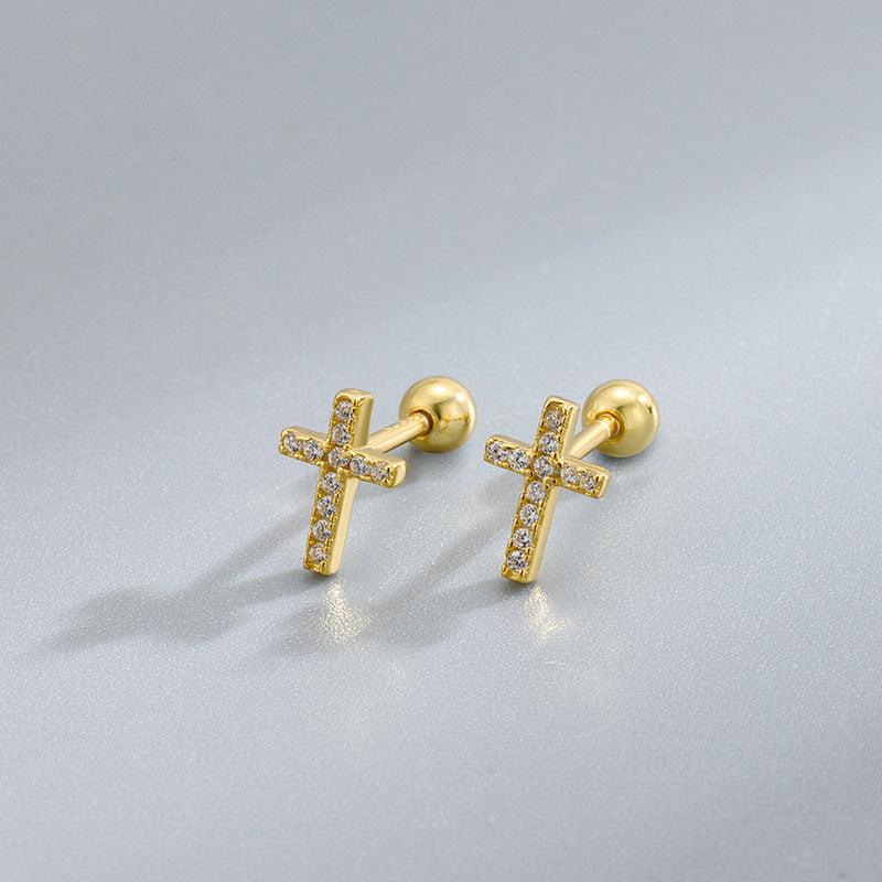 Trendolla Cross Ball Back Earrings Nap Earrings - Trendolla Jewelry