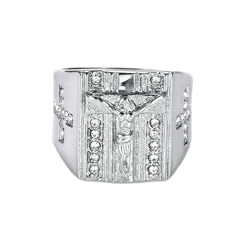 Trendolla Crystal Cubic Zirconia Christian Jesus Cross Ring Band Ring - Trendolla Jewelry