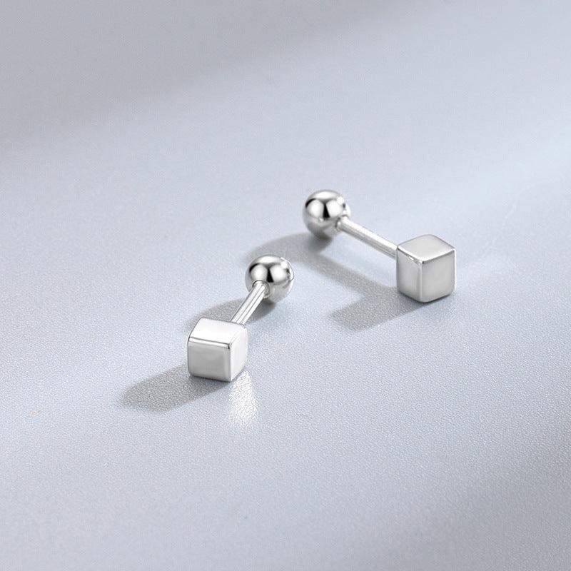 Trendolla Cube Stud Earrings Ball Back Earrings Nap Earrings - Trendolla Jewelry