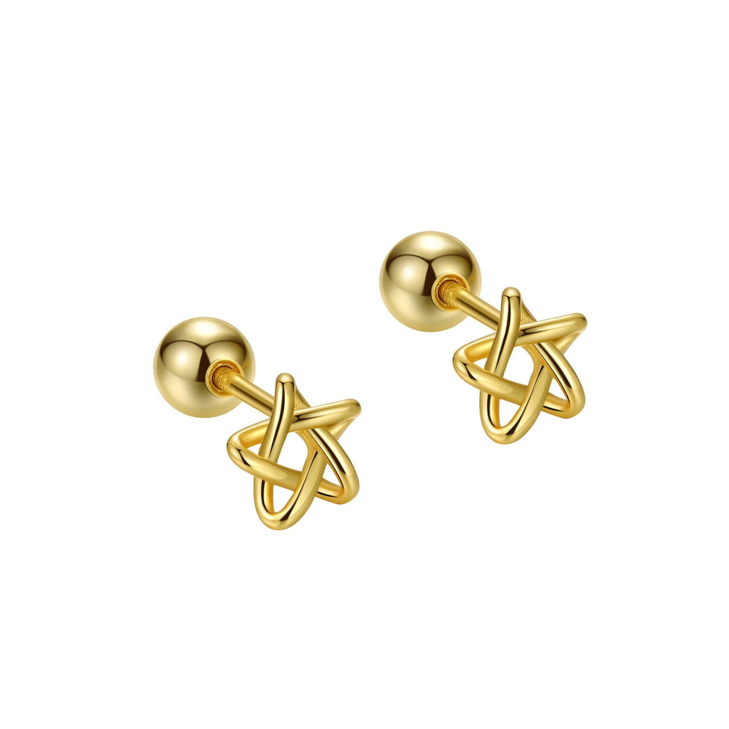 Trendolla Pentagram Stud Earrings Ball Back Earrings Nap Earrings - Trendolla Jewelry