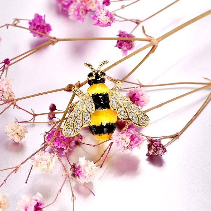 Trendolla Sterling Silver Bee Enamel Pin Brooch - Trendolla Jewelry