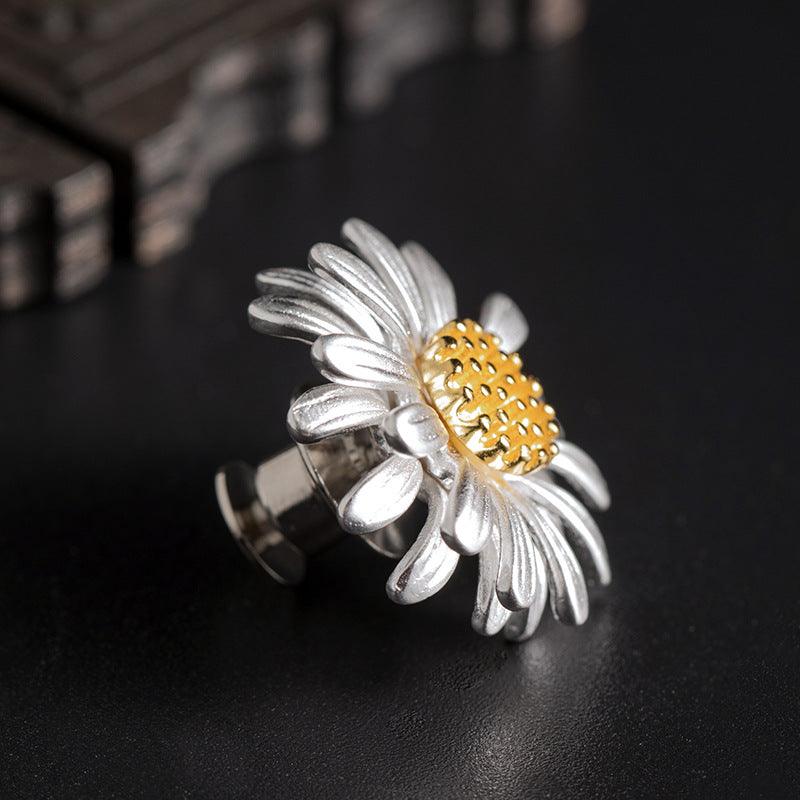 Trendolla Sterling Silver Chrysanthemum Pin Brooch - Trendolla Jewelry