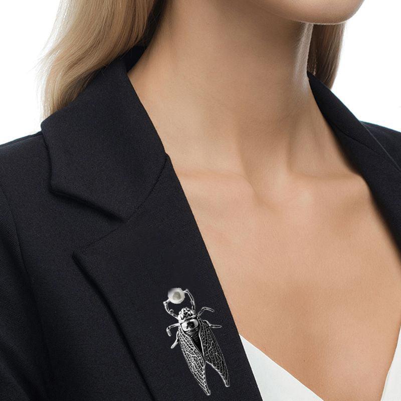 Trendolla Sterling Silver Cicada Pin Brooch - Trendolla Jewelry