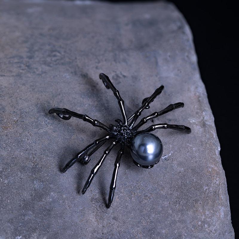 Trendolla Sterling Silver Mother of Faux Pearl Body Spider Pin Brooch - Trendolla Jewelry